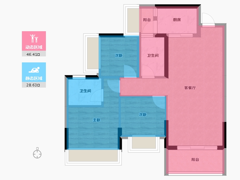 广东省-江门市-联合高峰汇-66.40-户型库-动静分区