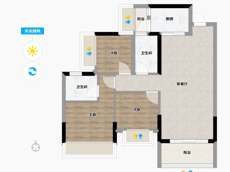 广东省-江门市-联合高峰汇-66.40-户型库-采光通风