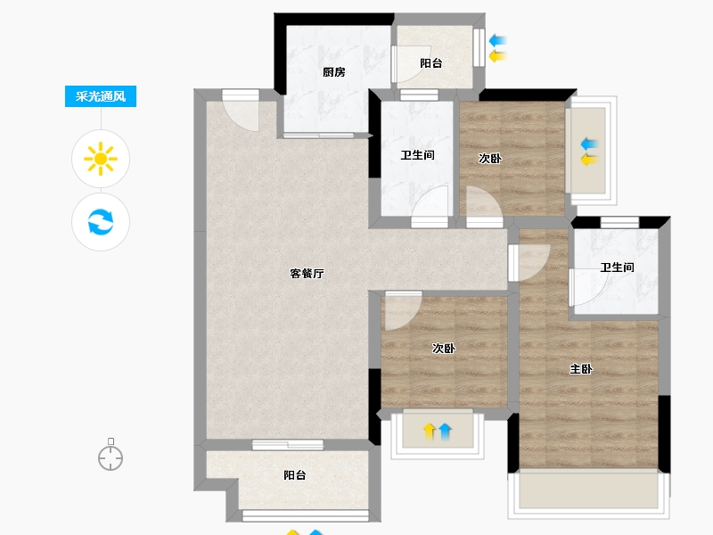 广西壮族自治区-桂林市-桂林融创文旅城-69.67-户型库-采光通风