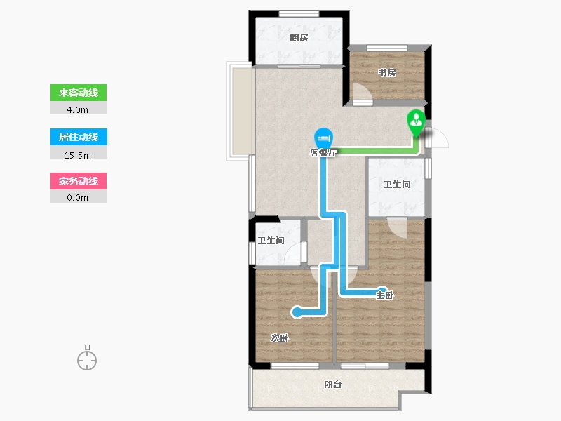 浙江省-宁波市-海湾新城-88.17-户型库-动静线