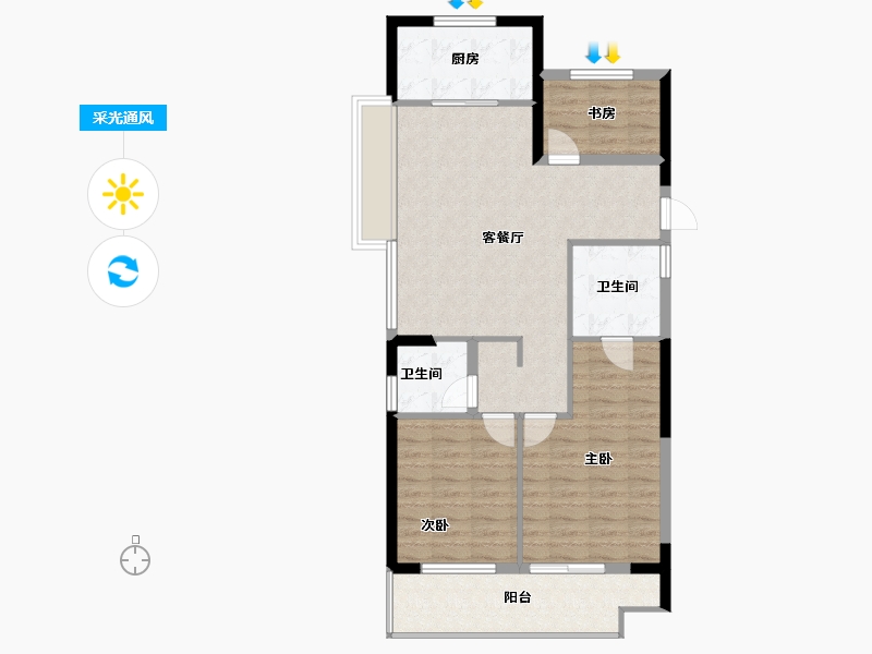 浙江省-宁波市-海湾新城-88.17-户型库-采光通风