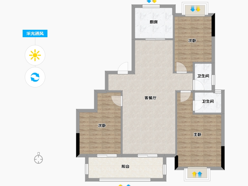 江西省-九江市-融翔·九都学府-96.58-户型库-采光通风