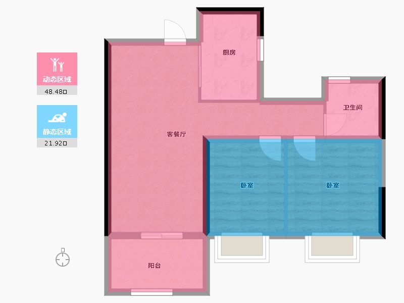 江苏省-镇江市-融创·京源里-62.76-户型库-动静分区