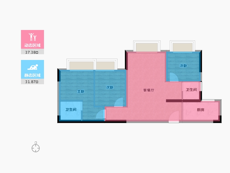 四川省-成都市-华侨城粼港樾府-61.31-户型库-动静分区