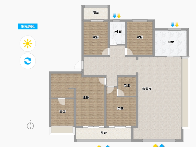 安徽省-马鞍山市-伟星玖樾台-182.40-户型库-采光通风