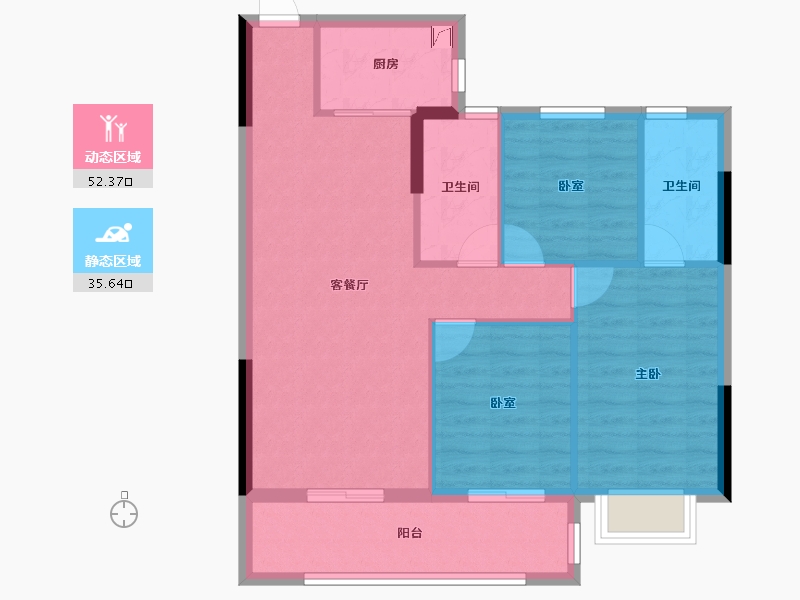 福建省-宁德市-华熙元·水岸君华-79.39-户型库-动静分区