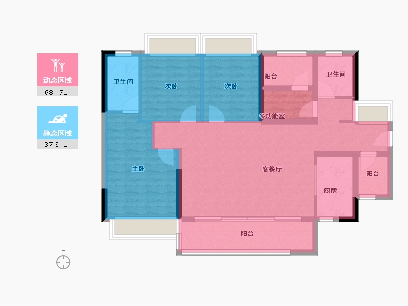 广东省-佛山市-滨江金茂悦-94.49-户型库-动静分区