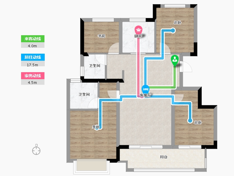 浙江省-宁波市-海湾新城-88.18-户型库-动静线