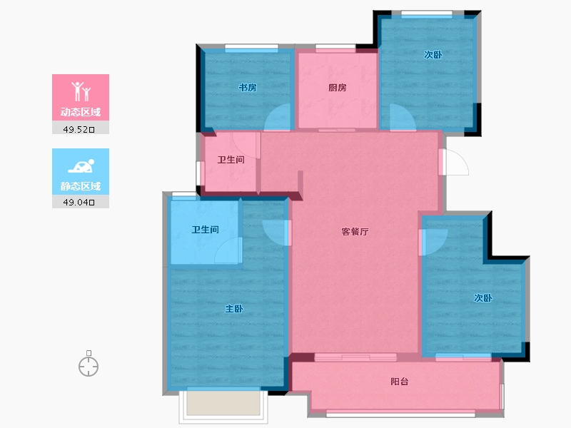 浙江省-宁波市-海湾新城-88.18-户型库-动静分区