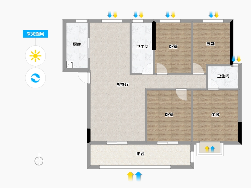 福建省-宁德市-华熙元·水岸君华-104.00-户型库-采光通风