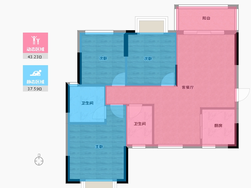 广西壮族自治区-桂林市-桂宏达领秀公馆-73.05-户型库-动静分区