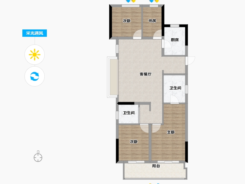 浙江省-宁波市-越秀·悦见云庭-96.00-户型库-采光通风