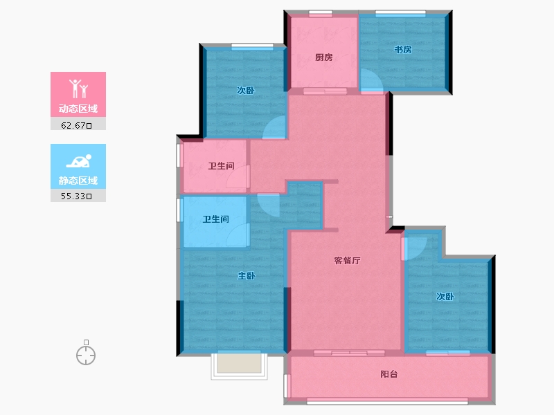 浙江省-宁波市-越秀·悦见云庭-106.40-户型库-动静分区