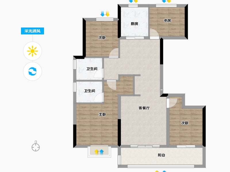 浙江省-宁波市-越秀·悦见云庭-106.40-户型库-采光通风