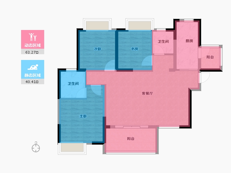 四川省-成都市-人居玺云府-92.80-户型库-动静分区