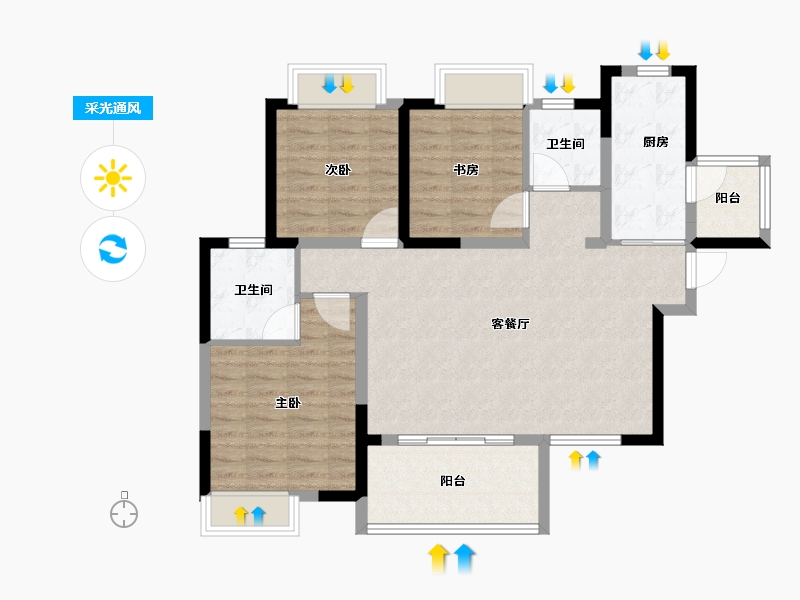 四川省-成都市-人居玺云府-92.80-户型库-采光通风