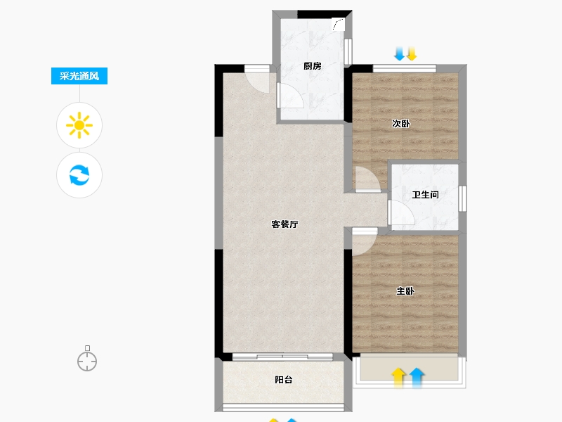 山西省-晋中市-五辰梧桐里-69.59-户型库-采光通风