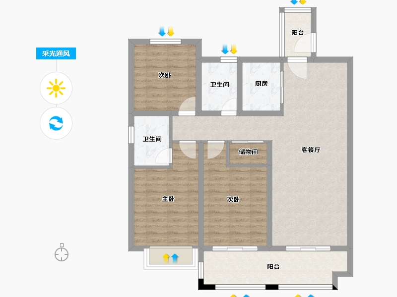 安徽省-滁州市-恒华名门一品-94.41-户型库-采光通风