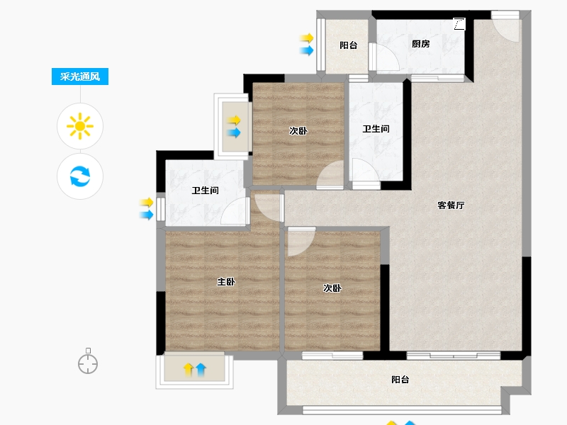 贵州省-遵义市-阳光城溪山悦-87.45-户型库-采光通风