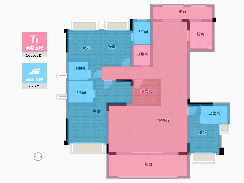 重庆-重庆市-阳光城哈罗小镇-158.42-户型库-动静分区