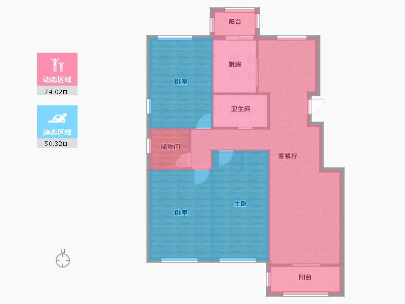 天津-天津市-瑞江花园-竹苑-120.00-户型库-动静分区