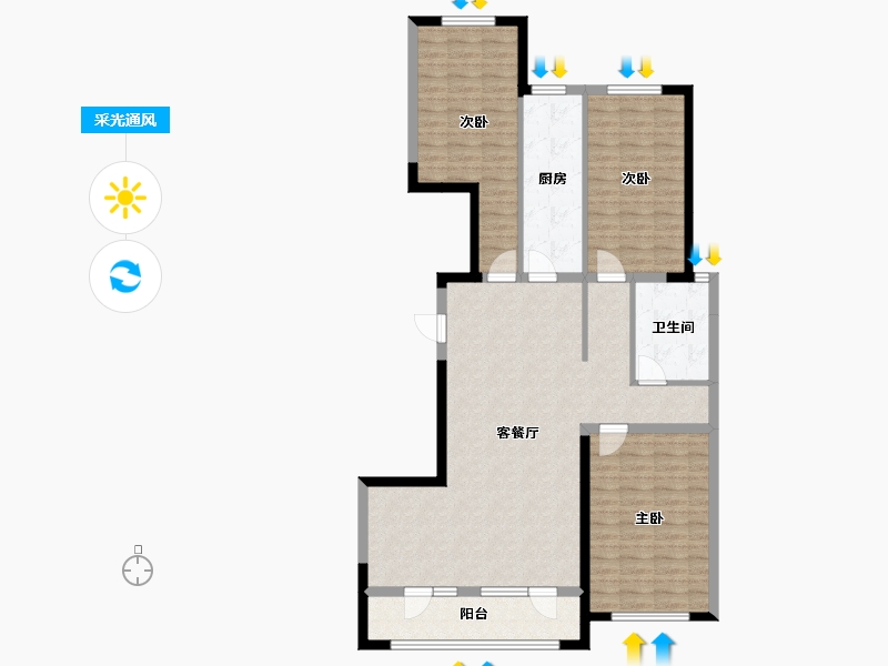 宁夏回族自治区-银川市-嘉屋文宸府-114.62-户型库-采光通风