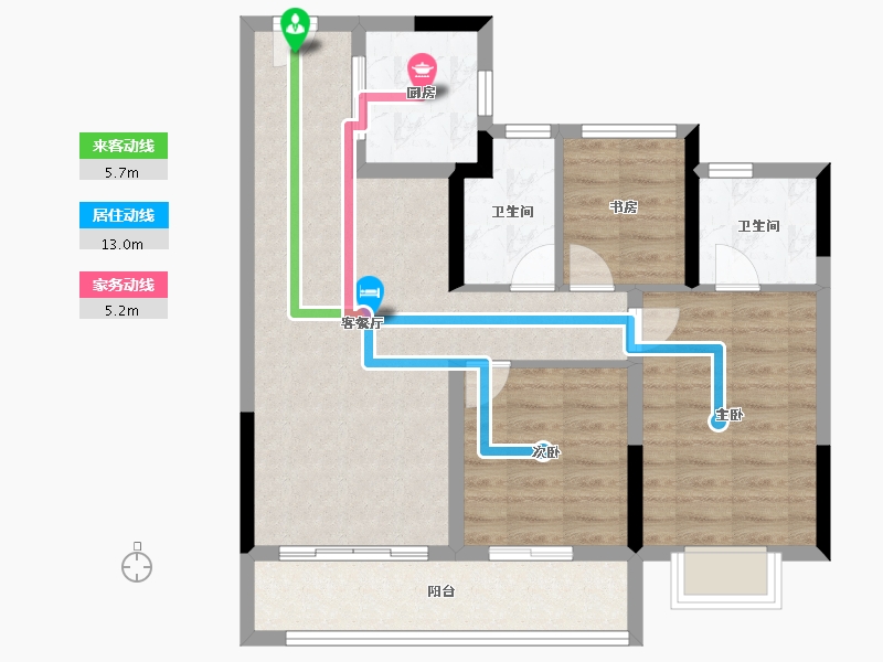 浙江省-宁波市-越秀·悦见云庭-77.60-户型库-动静线