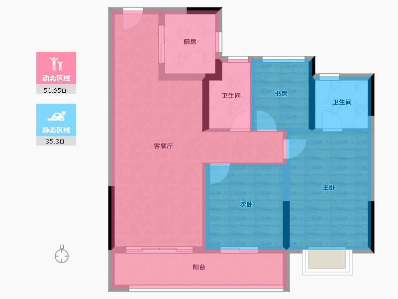 浙江省-宁波市-越秀·悦见云庭-77.60-户型库-动静分区