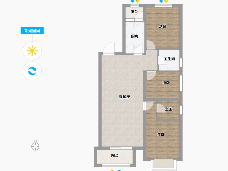 内蒙古自治区-鄂尔多斯市-胜达西悦城-78.91-户型库-采光通风