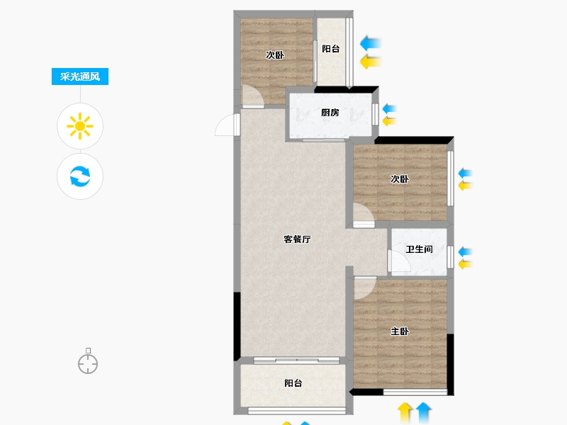 四川省-成都市-瀚城绿洲-81.40-户型库-采光通风