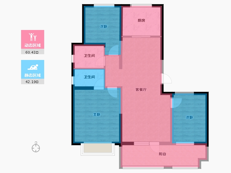 宁夏回族自治区-银川市-中环西园-91.20-户型库-动静分区