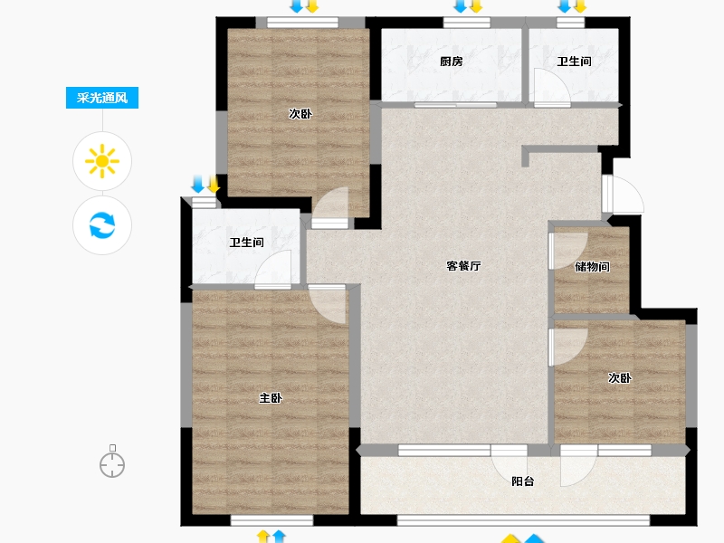 宁夏回族自治区-银川市-嘉屋文宸府-92.19-户型库-采光通风