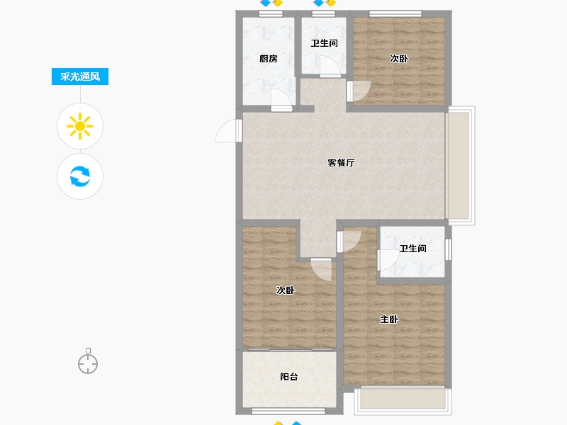 山东省-泰安市-开元盛世信园2期-97.00-户型库-采光通风