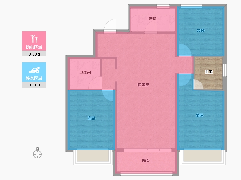 内蒙古自治区-鄂尔多斯市-胜达西悦城-77.85-户型库-动静分区