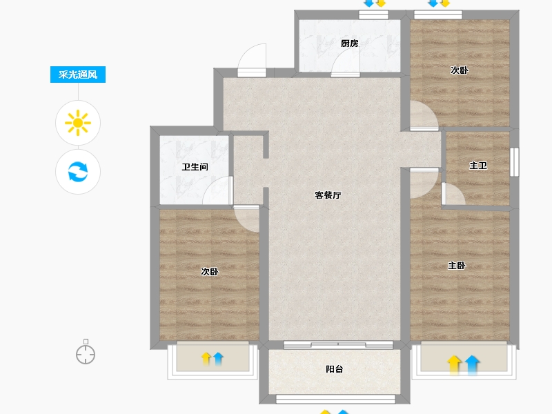 内蒙古自治区-鄂尔多斯市-胜达西悦城-77.85-户型库-采光通风