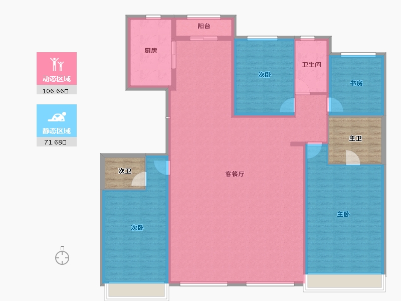 内蒙古自治区-鄂尔多斯市-金麟府-174.97-户型库-动静分区