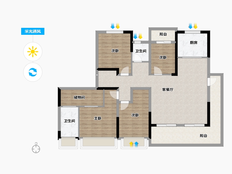 河南省-商丘市-建业联盟新城7期·云筑-121.19-户型库-采光通风