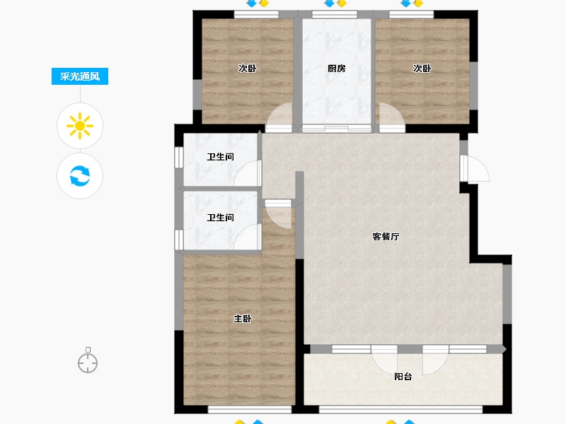 宁夏回族自治区-银川市-嘉屋文宸府-95.25-户型库-采光通风