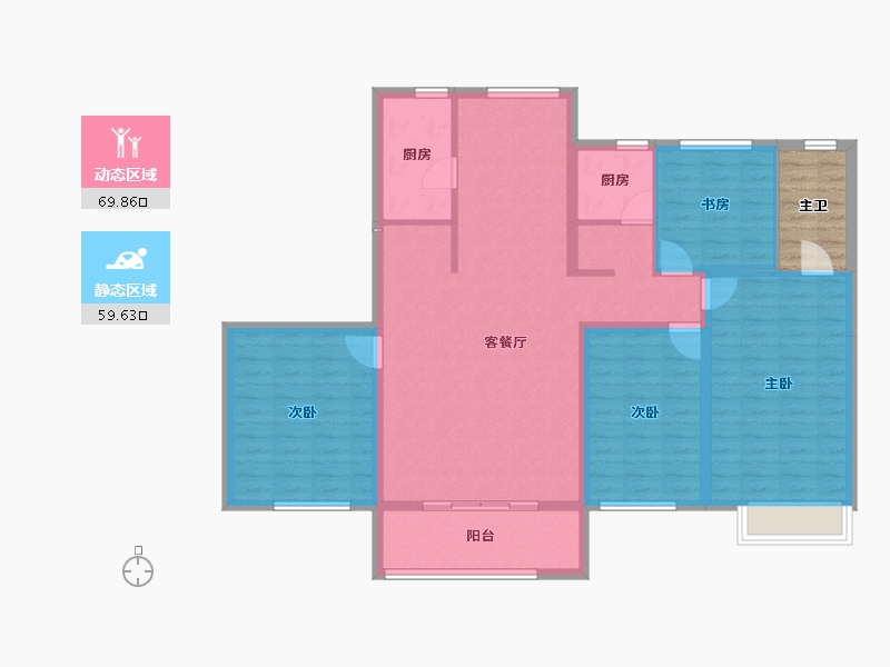 内蒙古自治区-鄂尔多斯市-胜达西悦城-122.24-户型库-动静分区