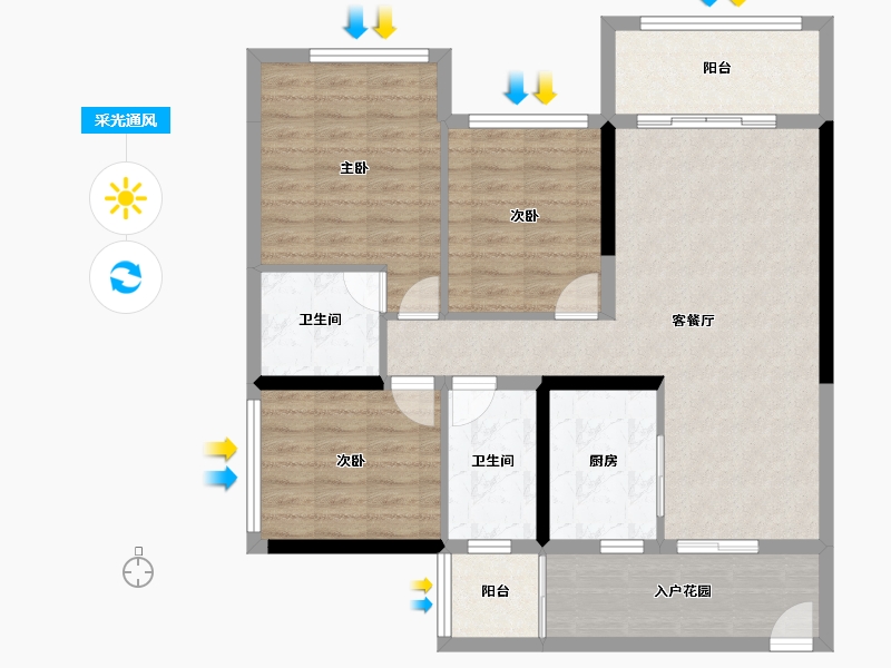 四川省-成都市-瀚城绿洲-94.56-户型库-采光通风