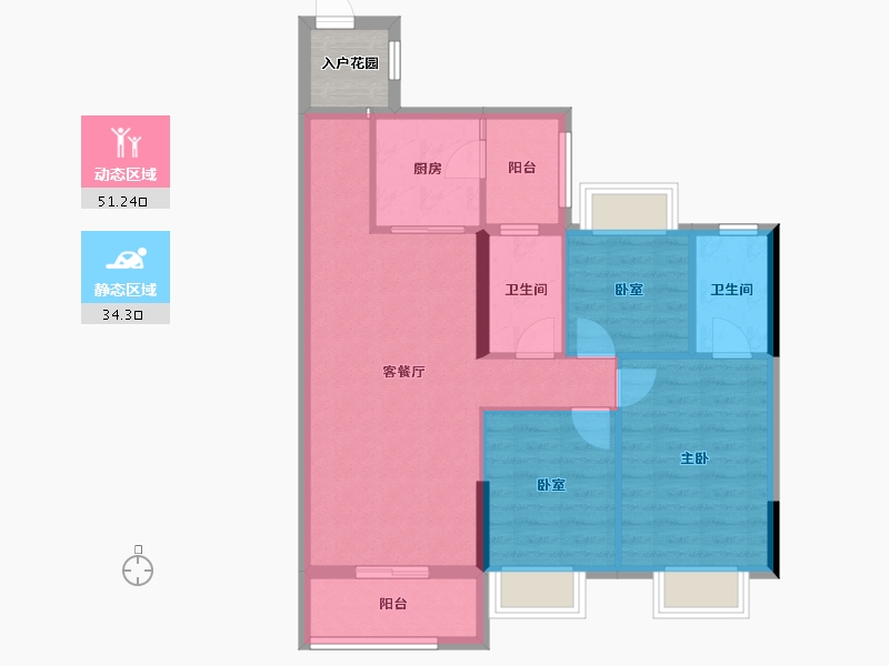 广东省-肇庆市-涛汇翠湖湾03户型-80.00-户型库-动静分区