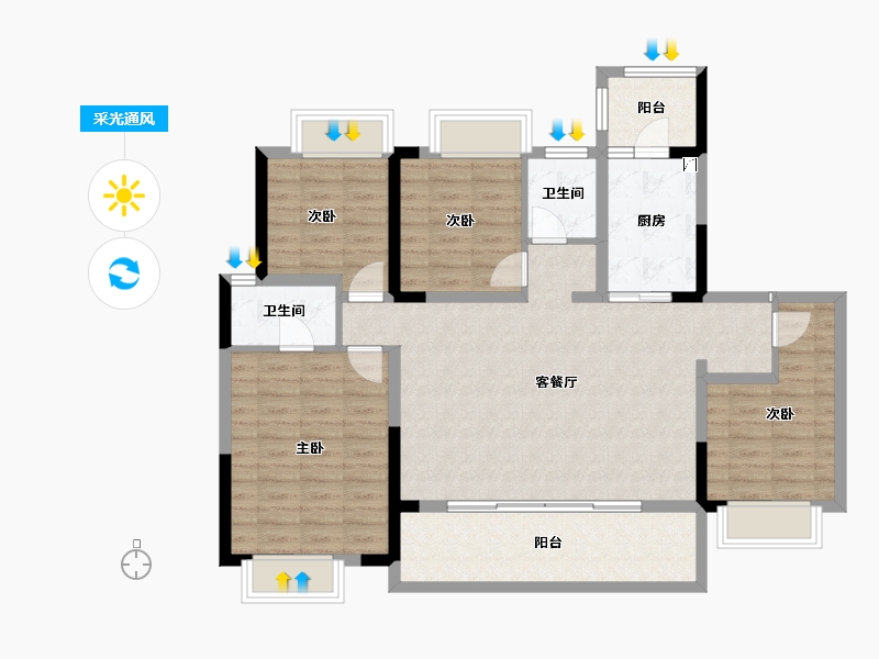 贵州省-遵义市-阳光城溪山悦-108.18-户型库-采光通风