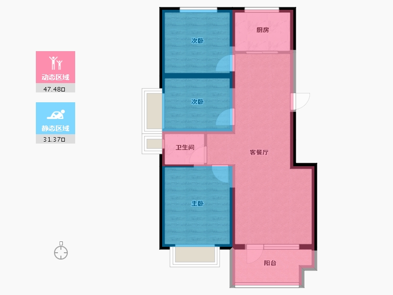 宁夏回族自治区-银川市-中环西园-69.78-户型库-动静分区