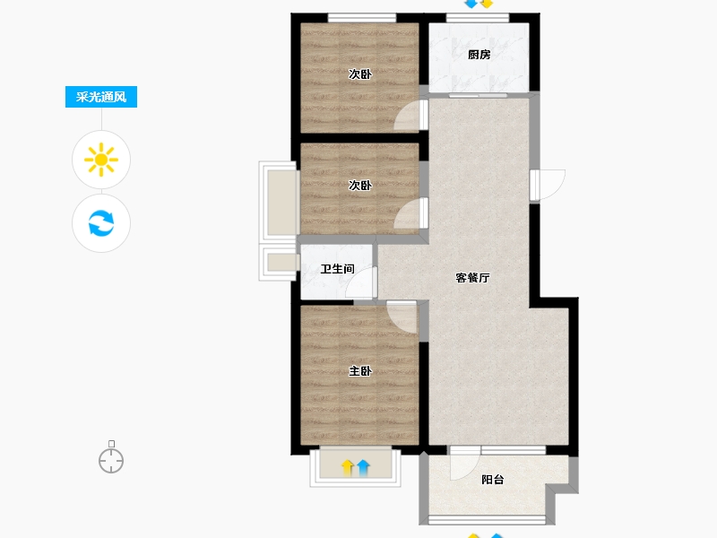 宁夏回族自治区-银川市-中环西园-69.78-户型库-采光通风