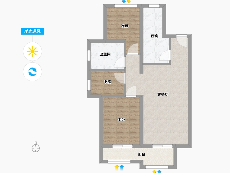 河北省-廊坊市-孔雀城公园海-98.00-户型库-采光通风