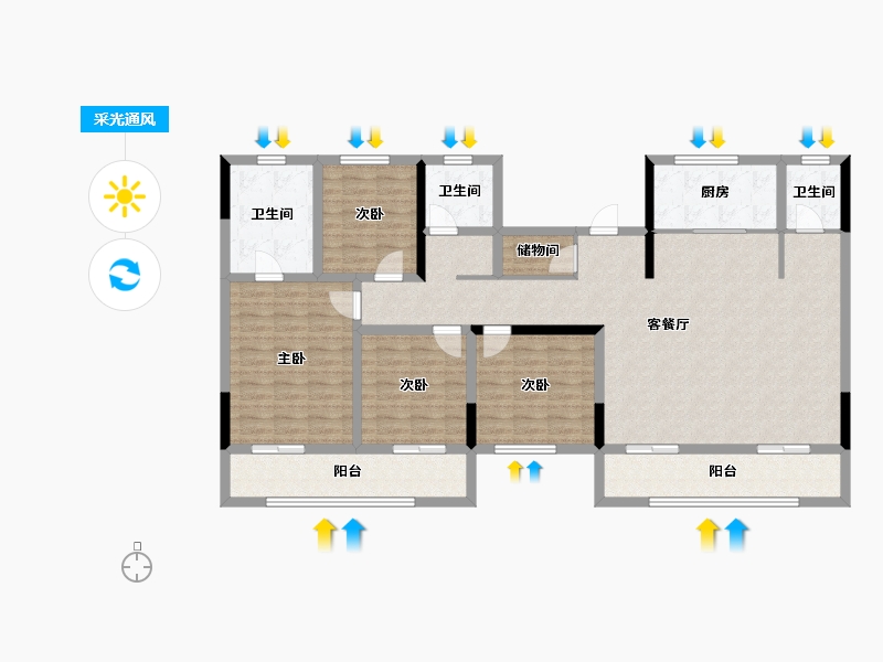 陕西省-咸阳市-北宸天樾-136.07-户型库-采光通风