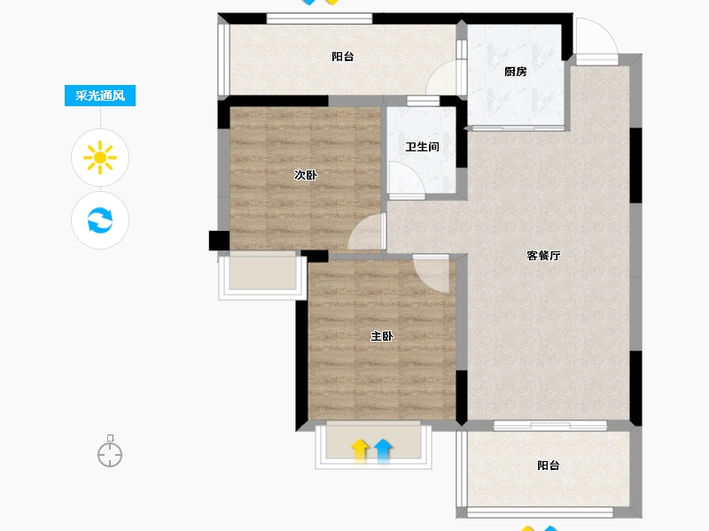 四川省-成都市-成都嘉和世纪城-71.25-户型库-采光通风