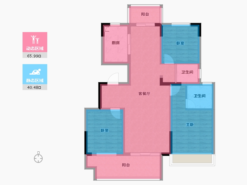 安徽省-滁州市-凤阳碧桂园凤凰台-94.40-户型库-动静分区