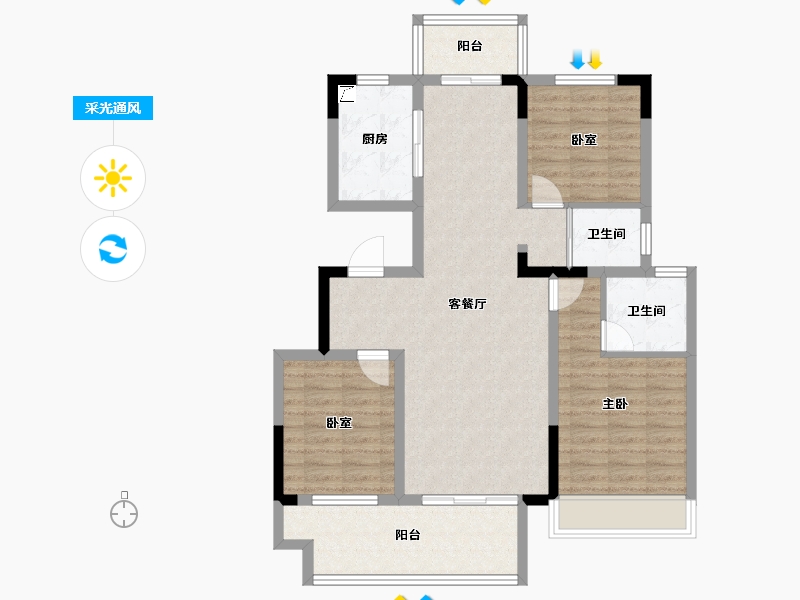 安徽省-滁州市-凤阳碧桂园凤凰台-94.40-户型库-采光通风