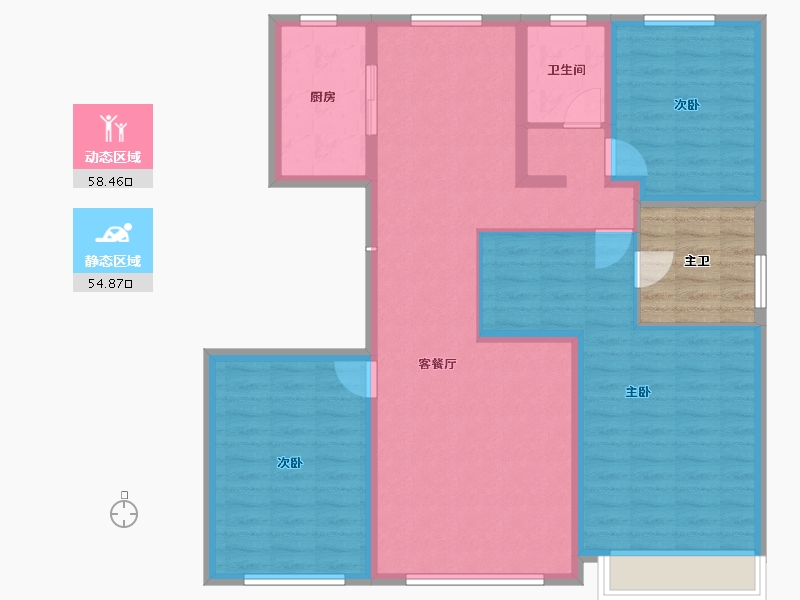 内蒙古自治区-鄂尔多斯市-金麟府-108.03-户型库-动静分区